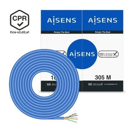 Cabo Bobina RJ45 UTP AWG24 LSZH CPR Dca Aisens A135-0663 Cat.6 | 305m | Azul