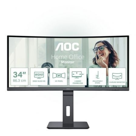 AOC CU34P3CV de 34' | WQHD | Multimídia | Altura ajustável | Preto