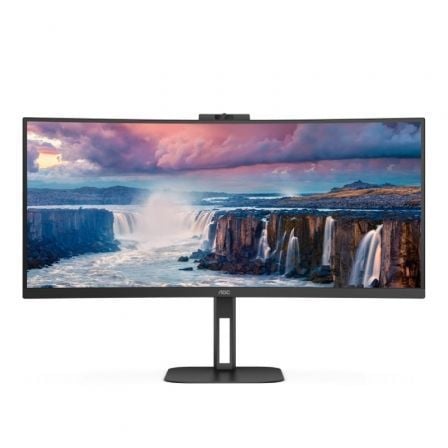 AOC CU34V5CW   |  BK de 34' | UWQHD | Webcam | Multimídia | Altura ajustável | Preto