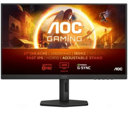 AOC Q27G4XF 27' | QHD | 0,5 ms | 180 Hz | IPS | Altura ajustável | Preto