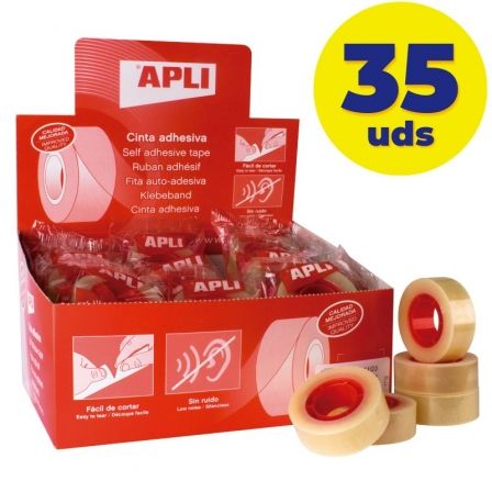 Caixa de fita adesiva transparente Apli 11103 | 1,9cm x 33m | 35 unidades