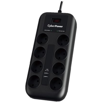 Cyberpower P0820SUD0-DE com interruptor | 8 tomadas | 2 USB | Cabo de 1,8 m | Preto