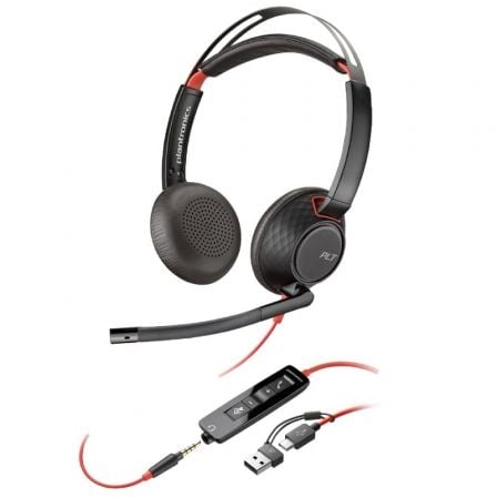 Poly Blackwire 5220 USB-C + 3,5 mm + adaptador USB-C| A  | com microfone  | conector 3,5 - USB tipo C  | a granel  | preto
