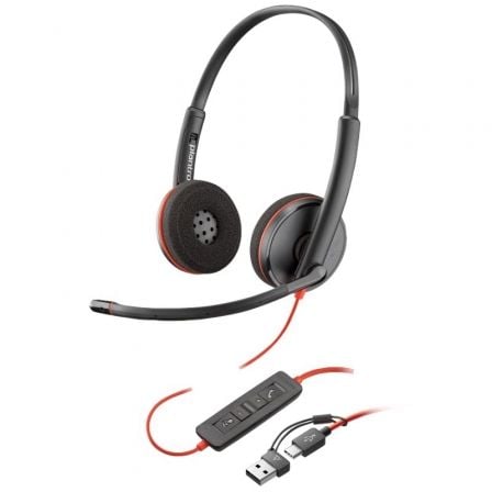 Poly Blackwire 3220 + adaptador USB-C   |  A | com microfone | USB tipo C | a granel | preto
