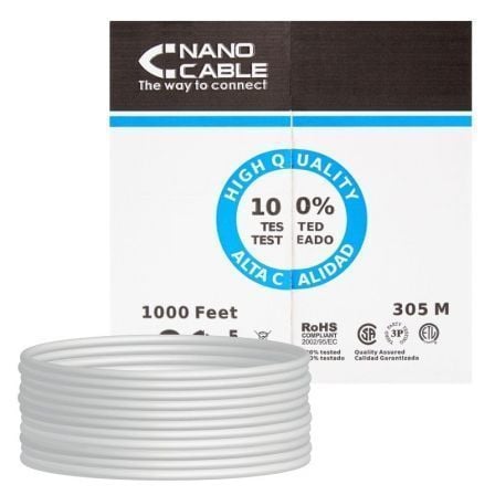 Cabo UTP RJ45 Nanocable 10.20.0304 Cat.5e | 305m | Cinza