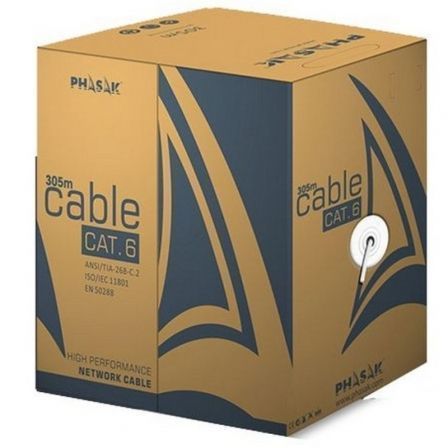 Bobina de cabo FTP RJ45 Phasak PHR 6312 Cat.6 | 305m | Cinza