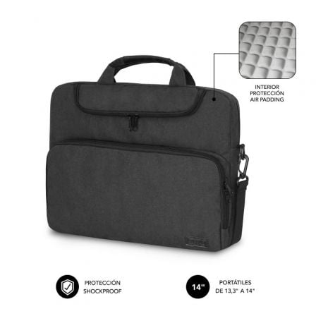 Pasta acolchoada Subblim Air para laptops até 14'  | Cinza escuro