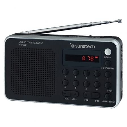 Rádio portátil Sunstech RPD32SL | operado por bateria | preto e prata