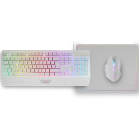 Mars Gaming MCP124 |  Teclado H-MECH + Rato ótico + Mouse pad |  Branco