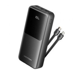 Vention FHPB0 | 20000mAh | 22,5W | Preto | Inclui cabos USB Tipo-C e Lightning