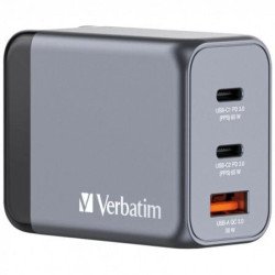 Verbatim GNC-65 GaN para viagens | 2x USB Tipo-C | 1x USB | 65W