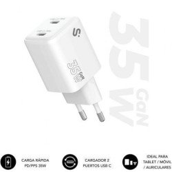 GaN Subblim 35W com 2 portas USB Type-C e 2 portas USB Type-C.