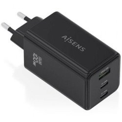 Aisens GaN ASCH-100W3P052-BK | 2 portas USB Tipo-C | 1 porta USB | 100 W