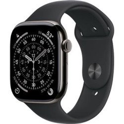 Apple Watch Series 11 | GPS | Celular | 42 mm | Titânio Natural | Pulseira desportiva Preta S / M