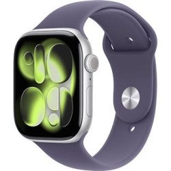 Apple Watch Series 11 | GPS | Celular | 46 mm | Alumínio Prateado | Pulseira desportiva Lilás Neblina M / L